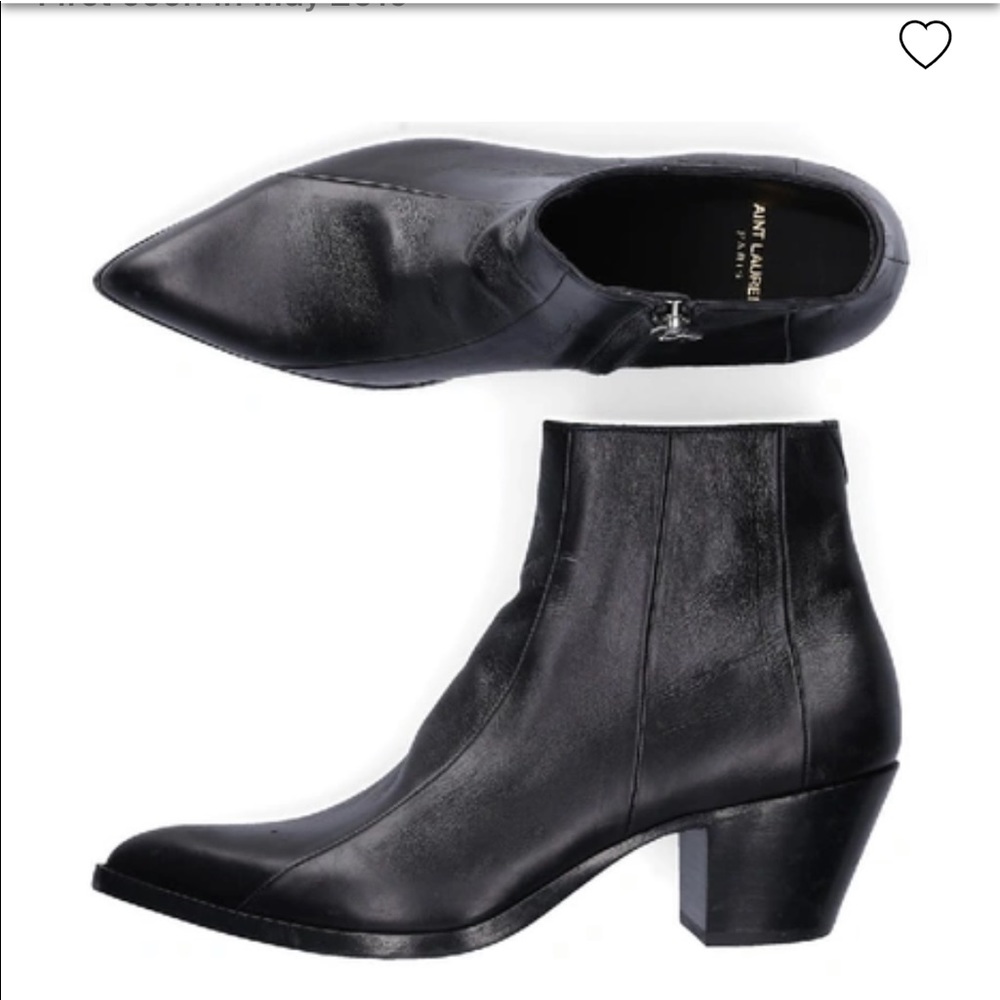 NWT Saint Laurent Paris Black Leather Ankle Boots size Eur 36